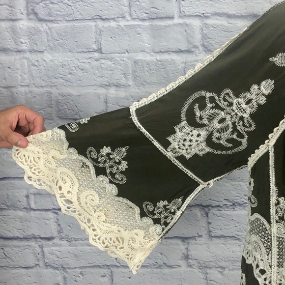 Democracy Embroidered Crochet Top in Olive Green - Picture 7 of 16